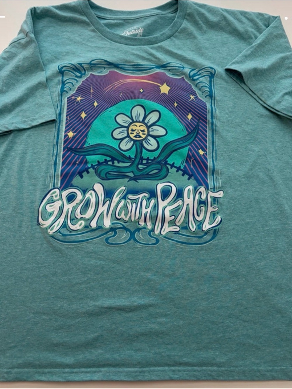Grow With Peace Graphic Tee - Teal Size Medium NWOT